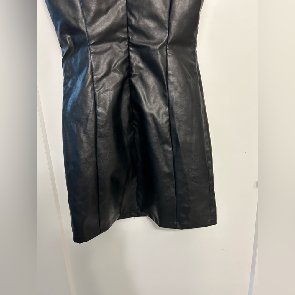 NWT She + Sky Black Faux Leather Dress - Picture 8 of 10